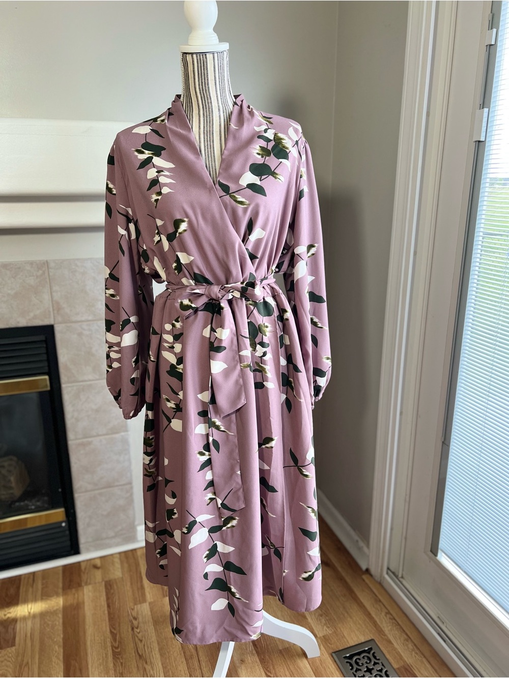 Dusty Mauve Floral Midi Dress